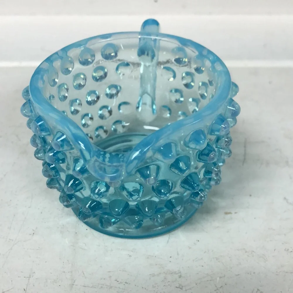 Fenton Blue Opalescent Hobnail 2.5”‎ mini Creamer